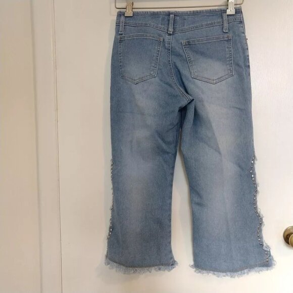 Y2K VTG Rave R4R Studded Super Distressed Jeans Jrs 1 Grunge Punk Crop - Picture 4 of 6